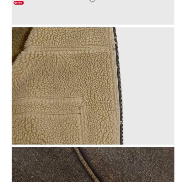 Maybebaby Faux Leather Oversized Shearling Bomber Jacket in Brown XS-M - Picture 12 of 12